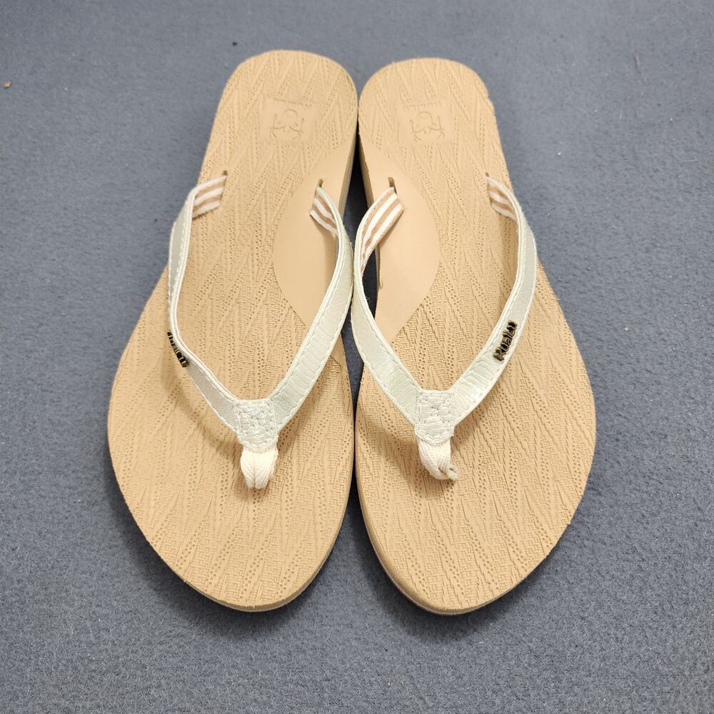 KuaiLu Flip Flop Sandals Shoes Women 8.5 EUR 39 UK 6 Tan Silver Arch Support